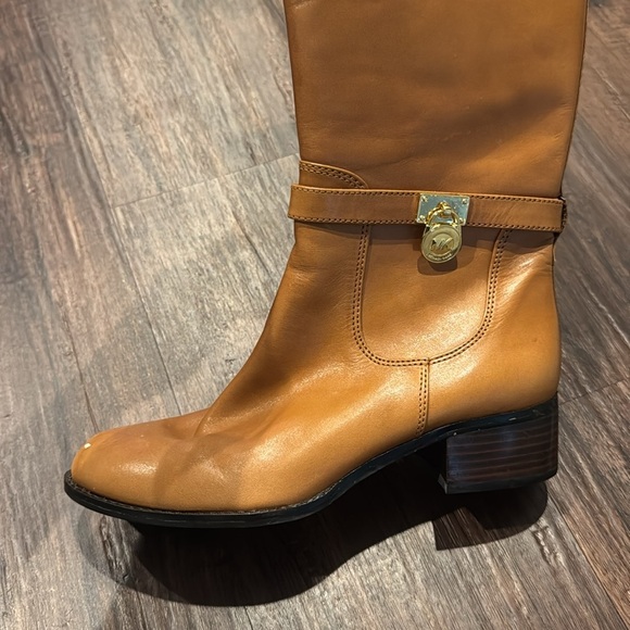 Michael Kors Genuine Leather Hamilton Riding Brown Leather Knee-High Boots - Picture 11 of 12